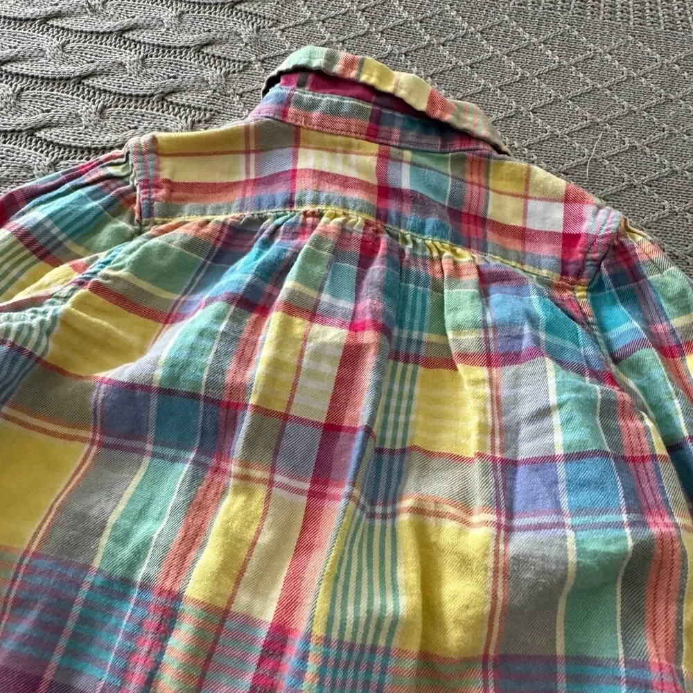 Ralph Lauren Pastel Plaid Ruffled Button Down ~ 5